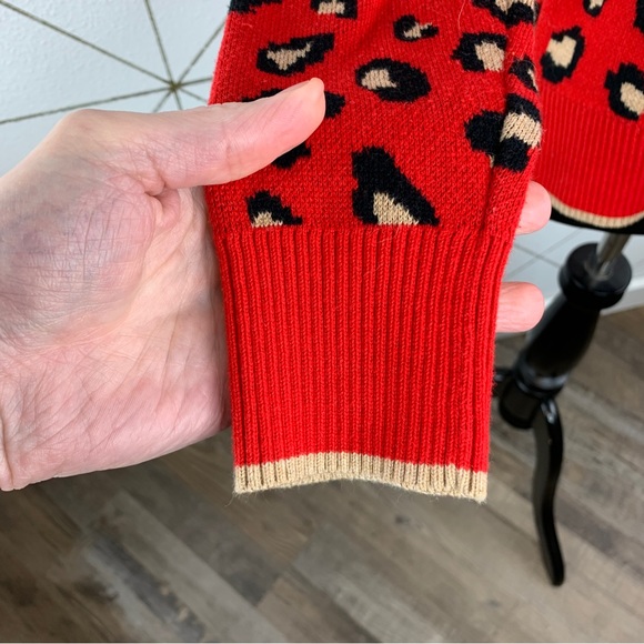 Charter Club For Macy’s Red Leopard Print Sweater Size Small - Picture 5 of 10